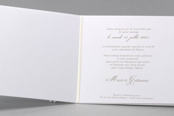 Faire-part de mariage produits de luxe me contacter pour personnaliser quantité Bordeaux Gironde nouvelle Aquitaine