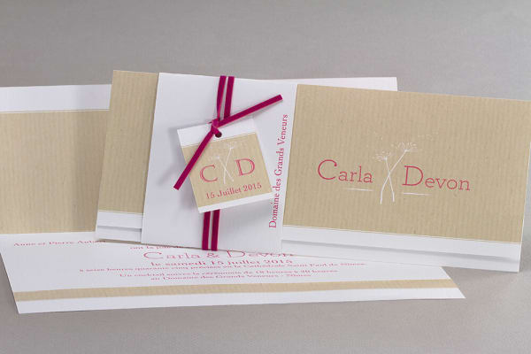 Faire-part de mariage sur papier Craft différentes couleurs contactez-moi pour plus de propositions