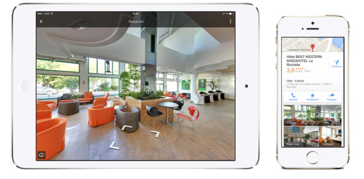 visite virtuelle Google pour un hotel sur tablette et téléphone