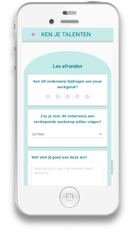 Werkgeluk App PlanHR - intro Screenshot Werkgeluk App - intro scherm