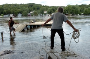 dock damaged by Hurricane Irene, needs deicer