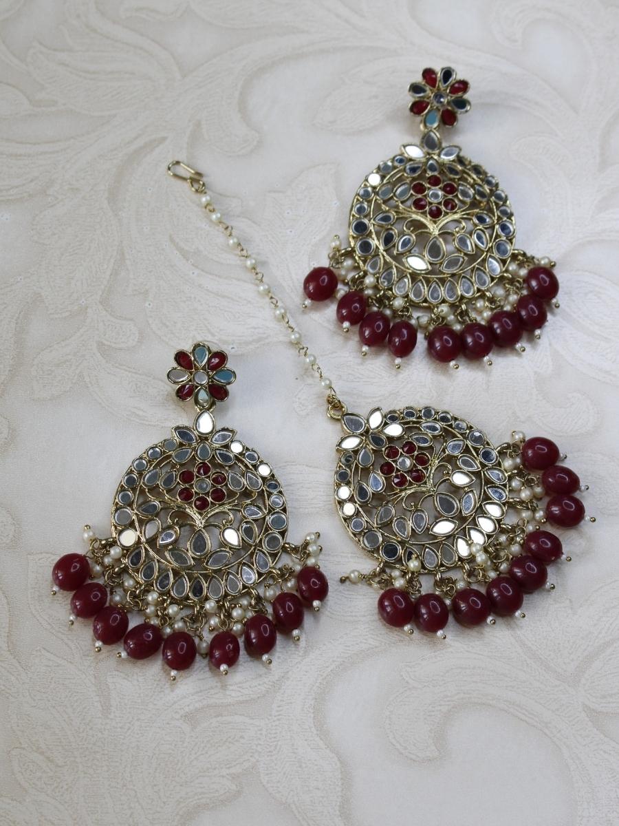 Maroon maang tikka hotsell
