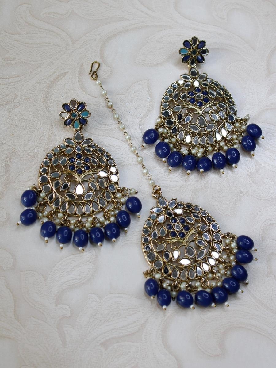 Blue maang tikka store