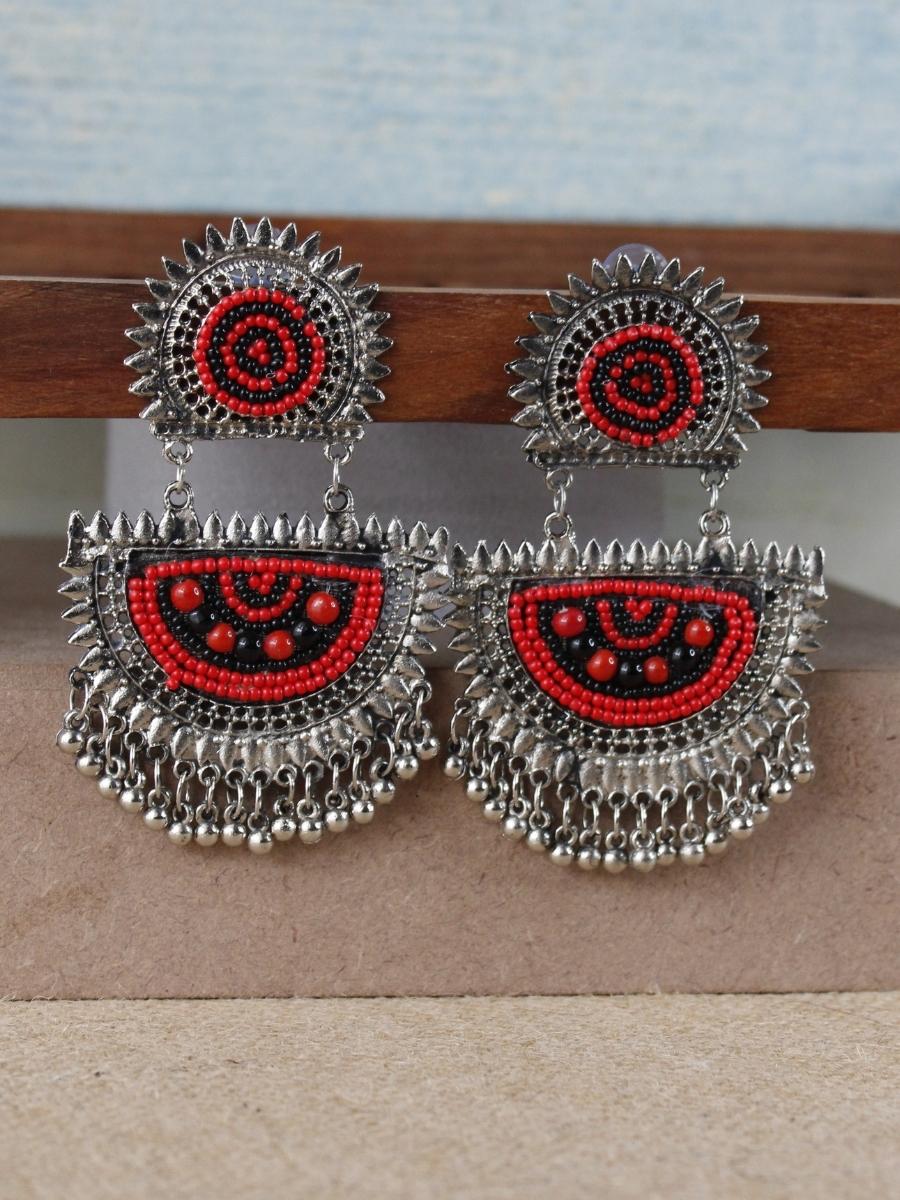Red black earrings hot sale