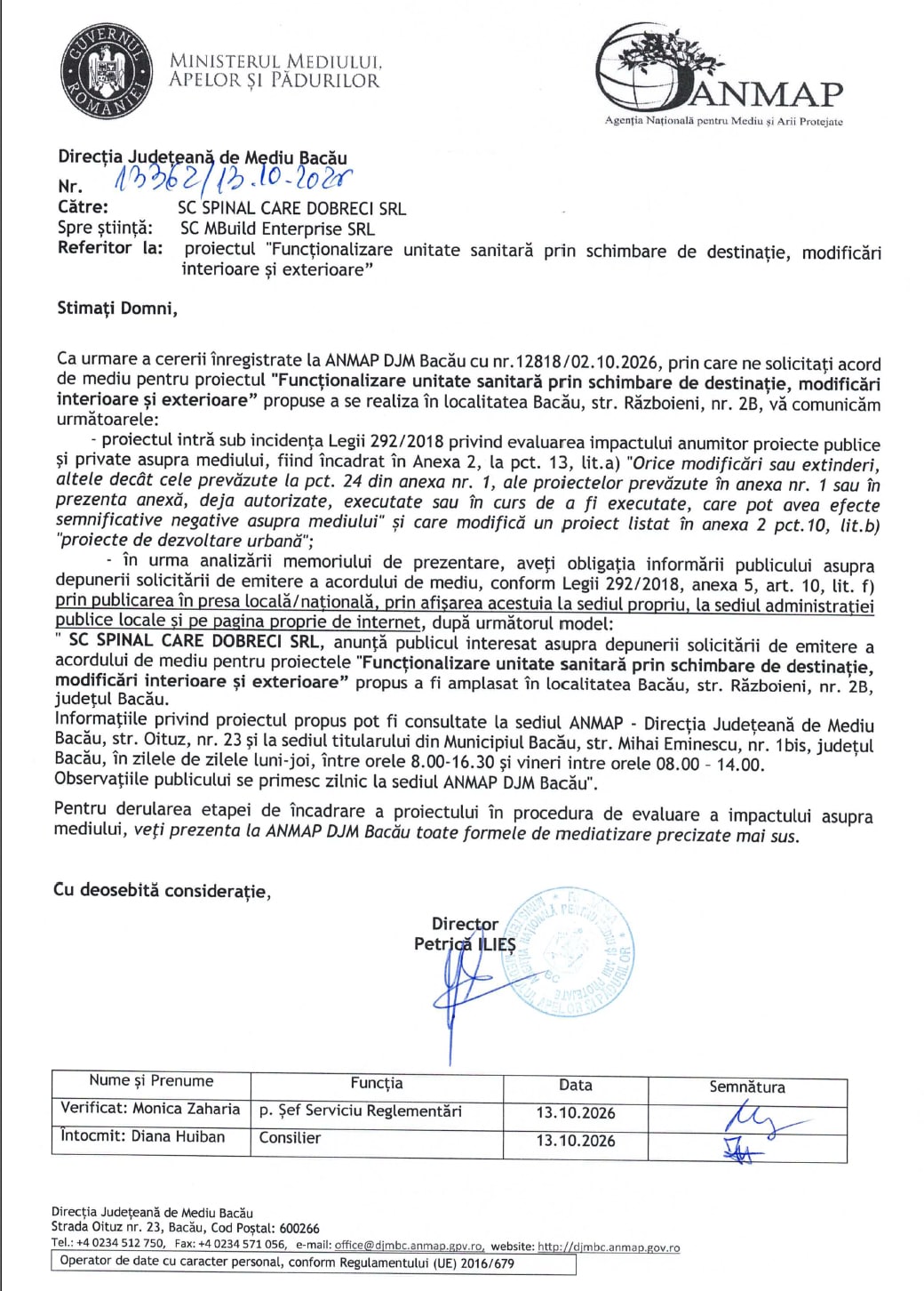 Anunț ANMAP