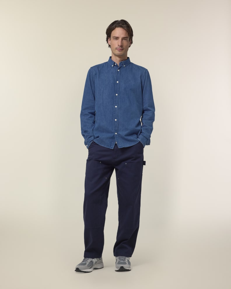 STANLEY DENIM SHIRT - MID WASH - SHIRTS DENIM - MEN