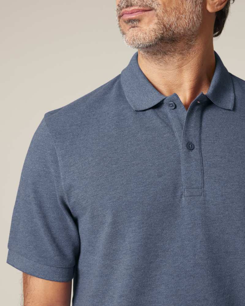 PREPSTER 2.0 - DARK HEATHER BLUE - POLOS SHORT SLEEVES - UNISEXE