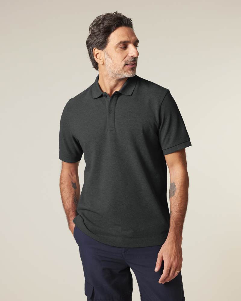 PREPSTER 2.0 - DARK HEATHER GREY - POLOS SHORT SLEEVES - UNISEXE
