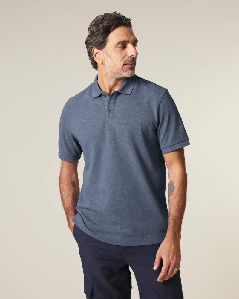 PREPSTER 2.0 - DARK HEATHER BLUE - POLOS SHORT SLEEVES - UNISEXE