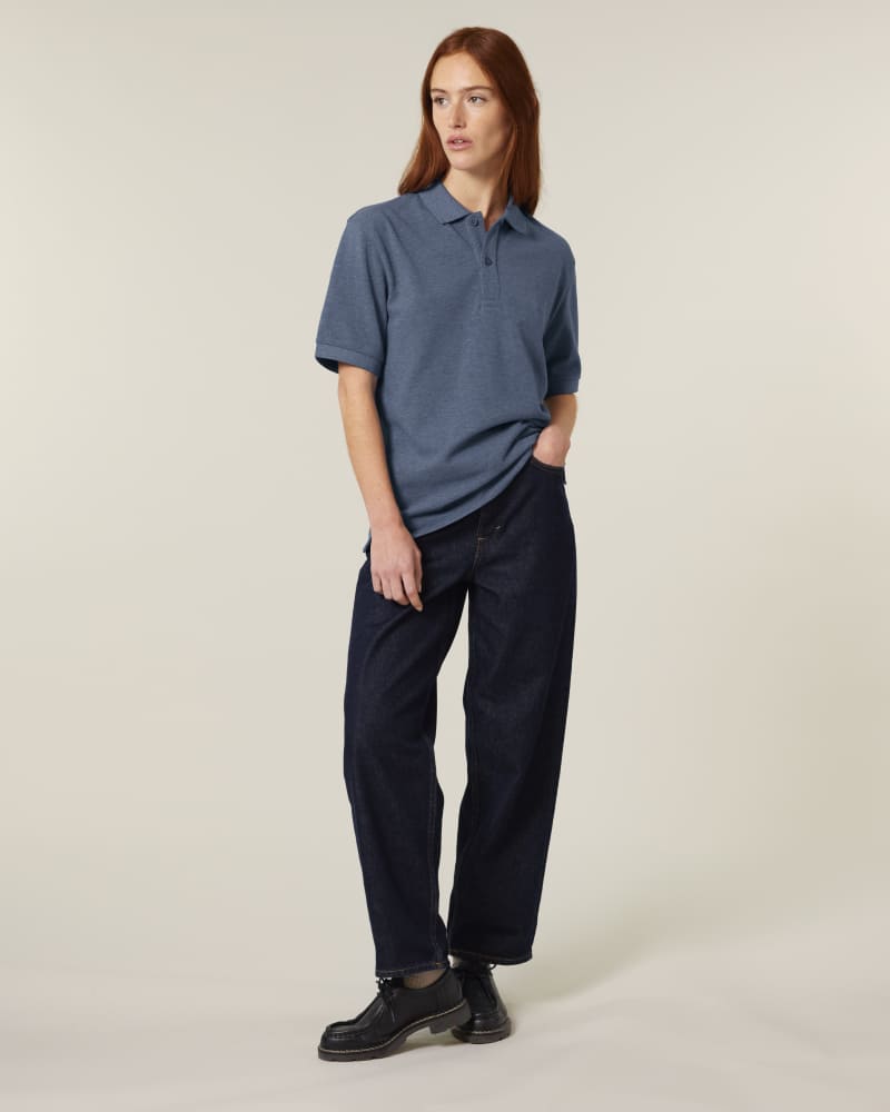 PREPSTER 2.0 - DARK HEATHER BLUE - POLOS SHORT SLEEVES - UNISEXE
