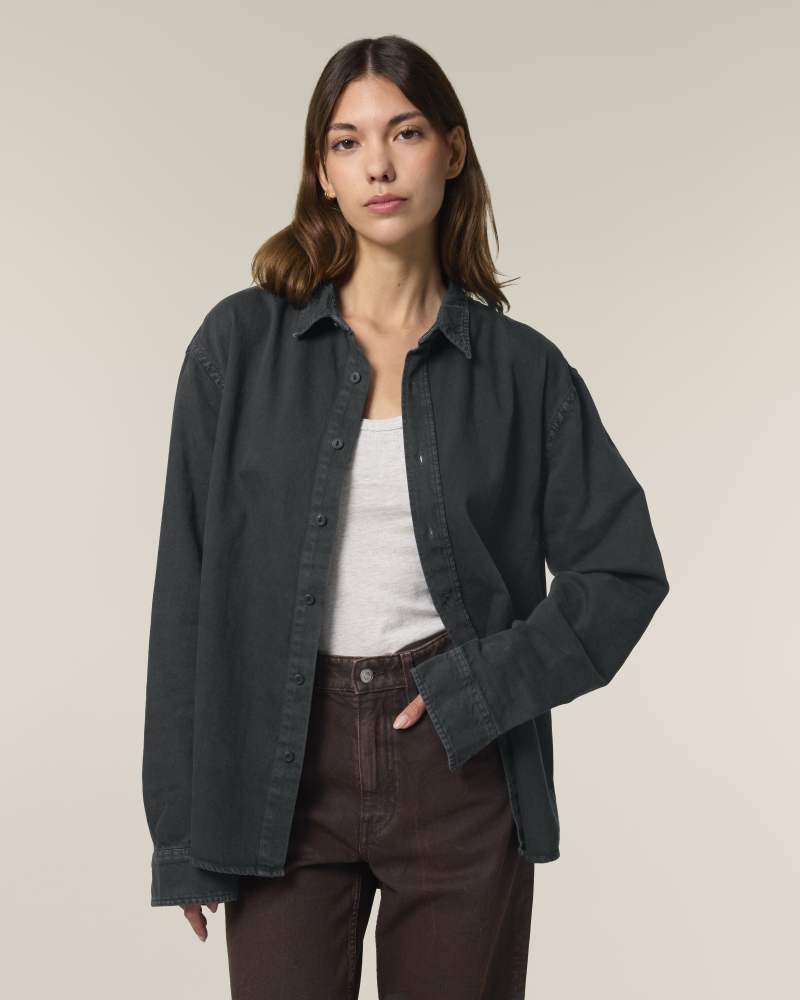 WORKER SHIRT - G. DYED BLACK ROCK - SHIRTS NON DENIM - UNISEXO