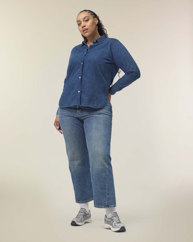 STELLA DENIM SHIRT - MID WASH - SHIRTS DENIM - VROUWEN