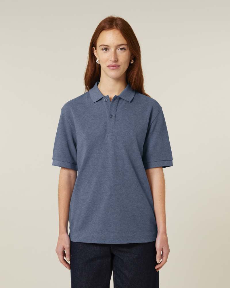 PREPSTER 2.0 - DARK HEATHER BLUE - POLOS SHORT SLEEVES - UNISEXE