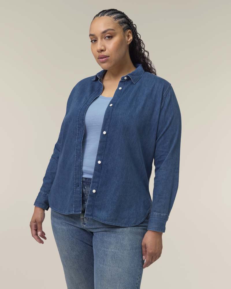 STELLA DENIM SHIRT - MID WASH - SHIRTS DENIM - VROUWEN