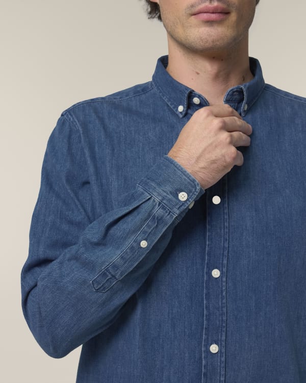 STANLEY DENIM SHIRT - MID WASH - SHIRTS DENIM - MEN