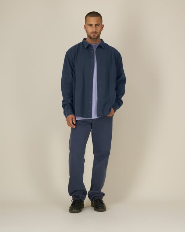 WORKER SHIRT - G.DYED NAVY - SHIRTS NON DENIM - UNISEKS
