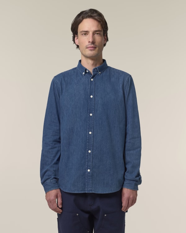 STANLEY DENIM SHIRT - MID WASH - SHIRTS DENIM - MEN