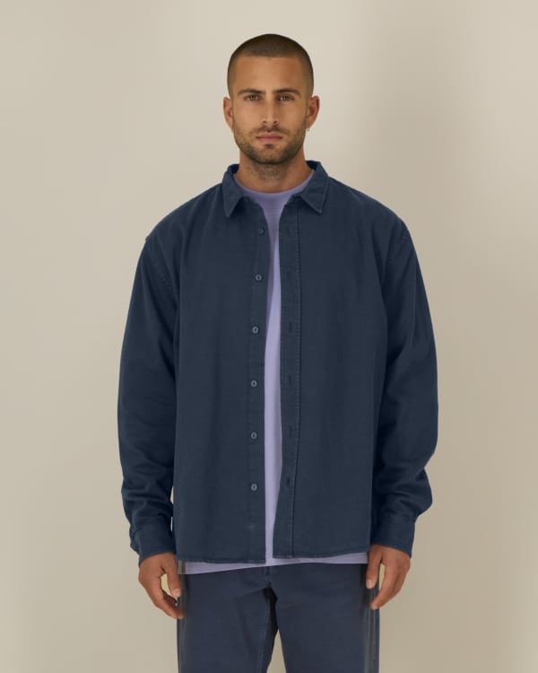 WORKER SHIRT - G.DYED NAVY - SHIRTS NON DENIM - UNISEKS