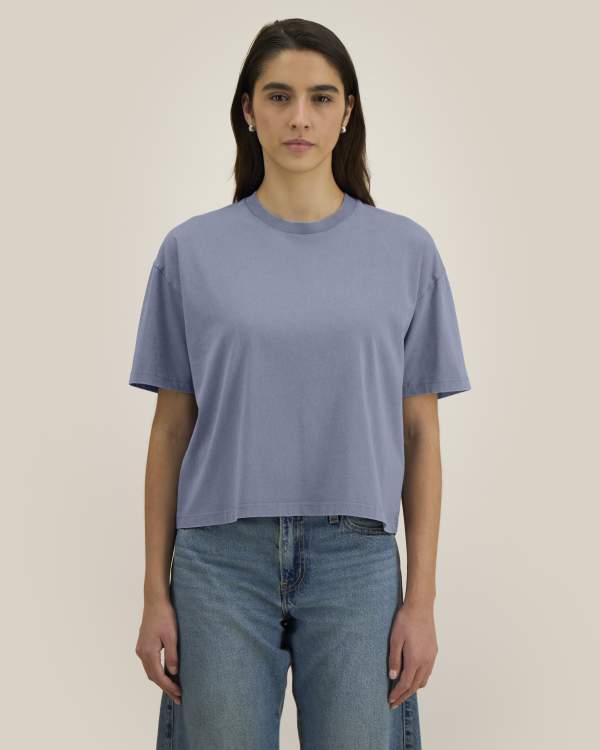 STELLA NOVA VINTAGE - G. DYED BLUE GREY - TEE-SHIRTS SHORT SLEEVES - FRAUEN