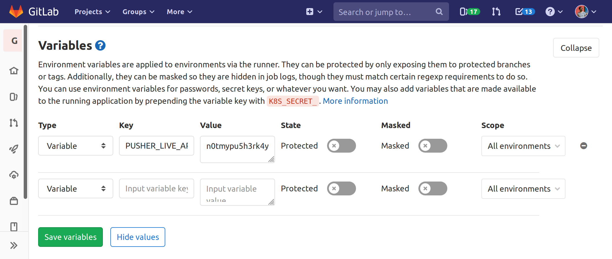 Gitlab Environmental Variables