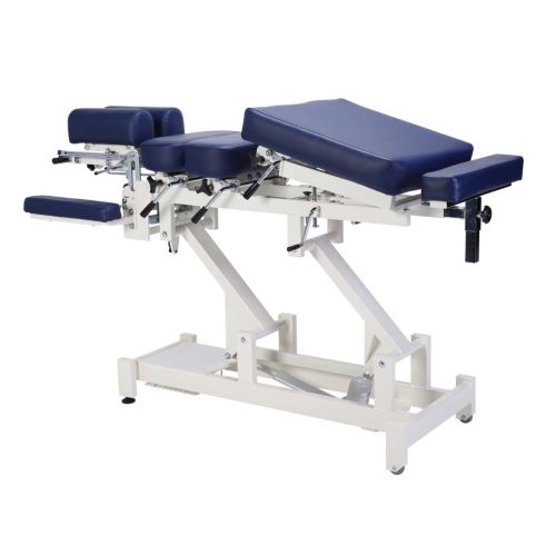 Fully adjustable chiropractic table in blue