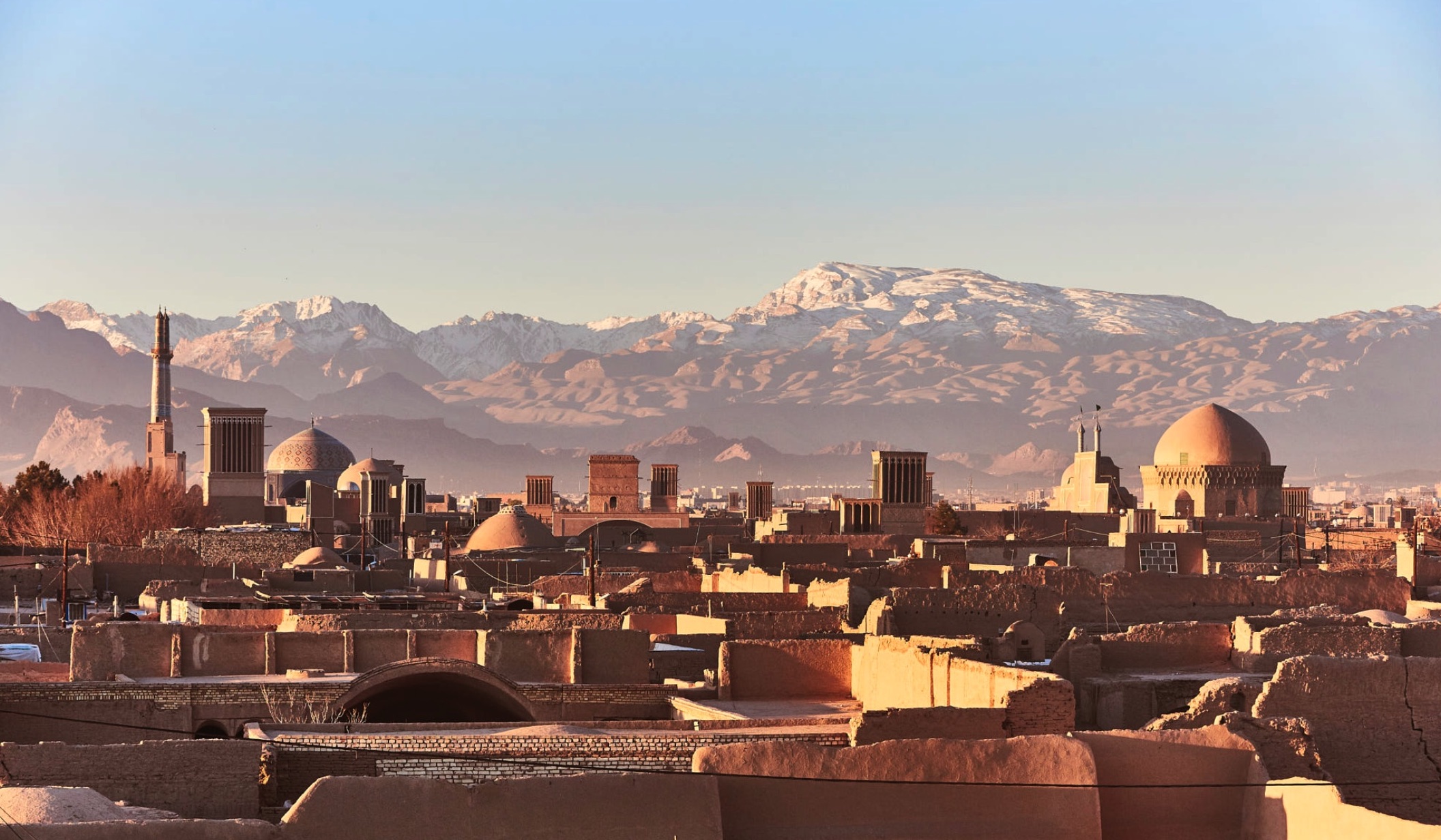 yazd view with badgers and wind towers pictures