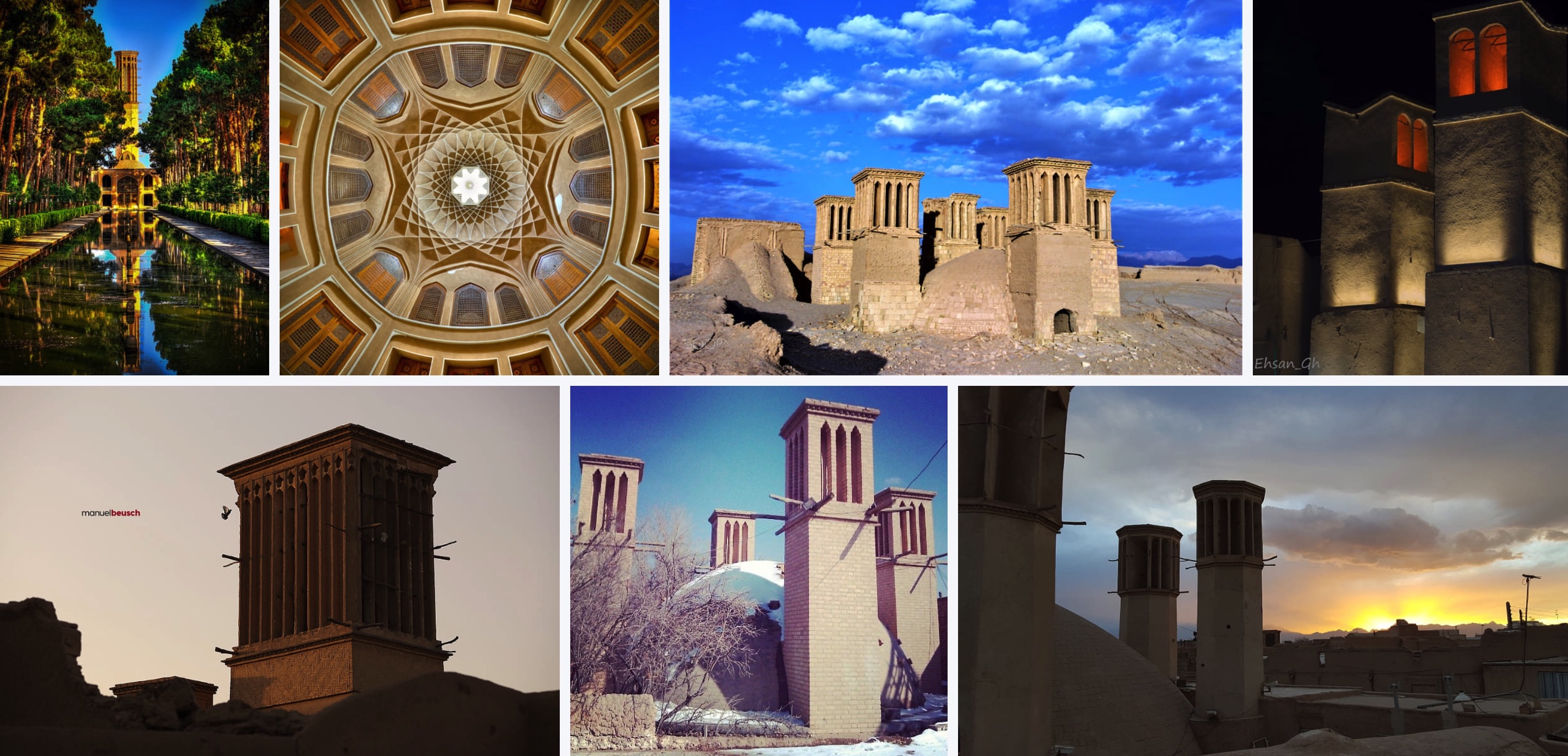 wind towers of yazd in iran photos