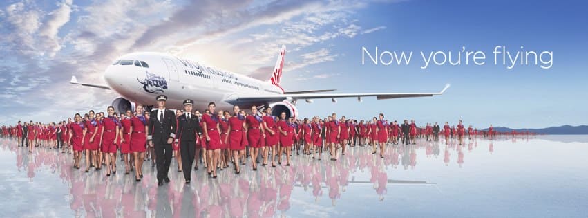 An image of Virgin Australia pilots and cabin crew in the desert
