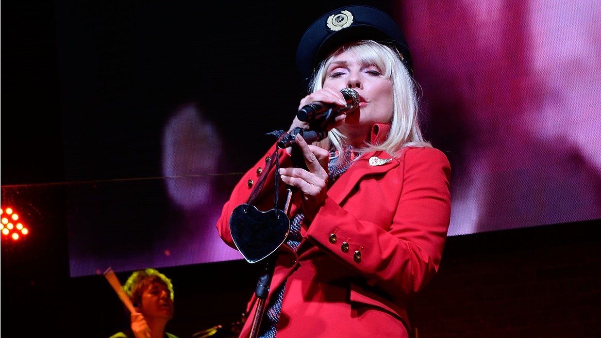 Blondie performing in uniform