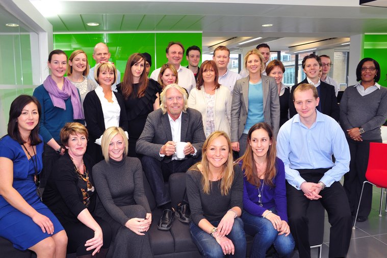 Richard Branson with members of Virgin Care