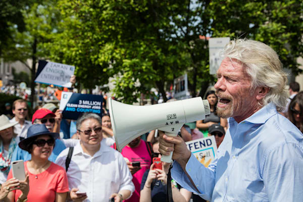 B Team - Richard Branson at protest