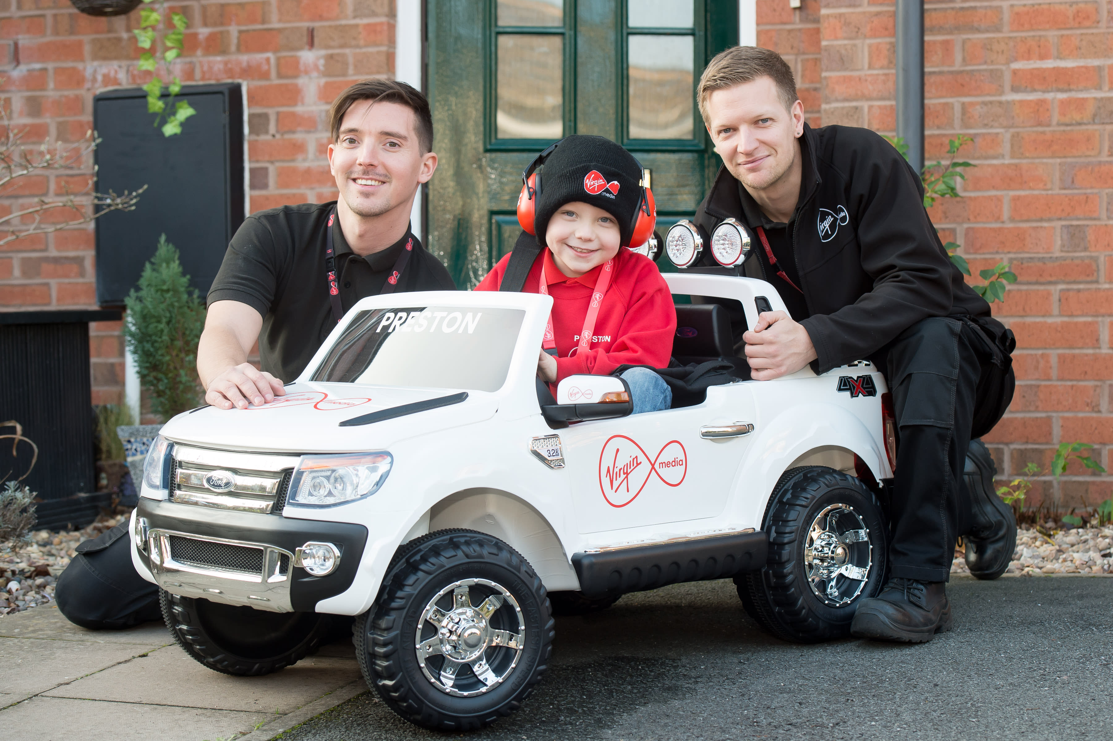 Preston enjoys his special Virgin Media car Preston enjoys his special Virgin Media car