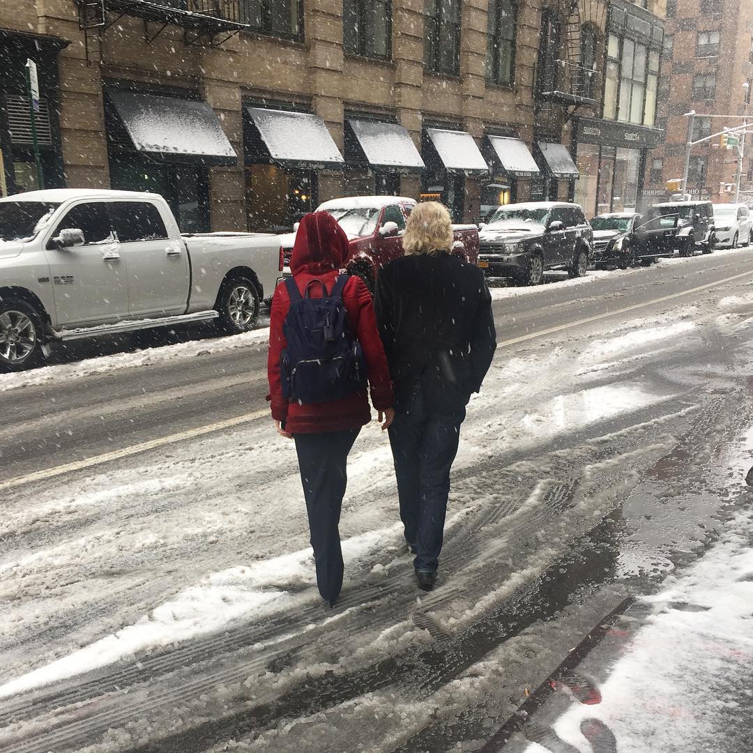 Holly and Richard in snowy New York to launch WEconomy Holly and Richard Branson in snowy New York to launch WEconomy