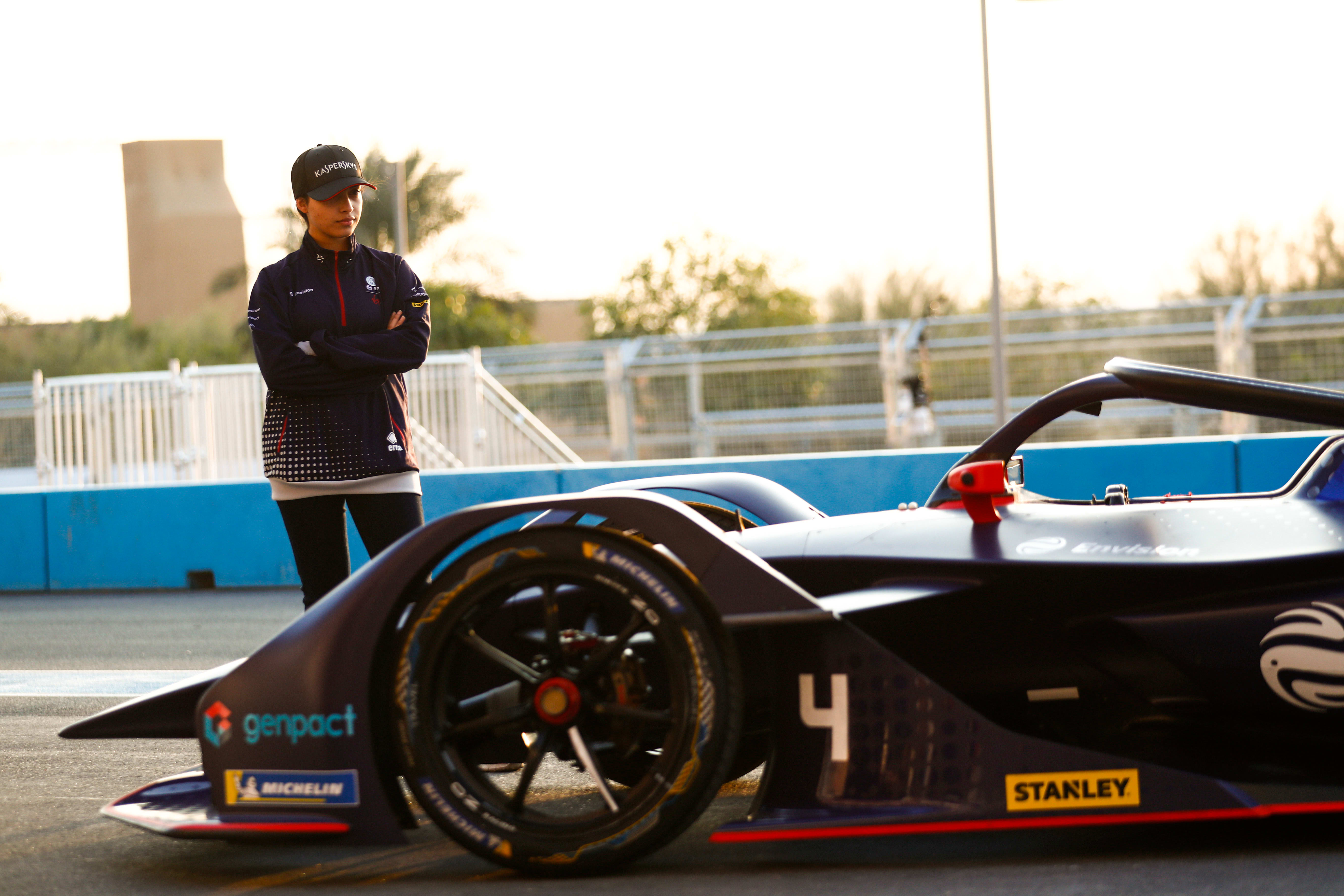 Amna Al Qubaisi in an Envision Virgin Racing car Amna Al Qubaisi in an Envision Virgin Racing car