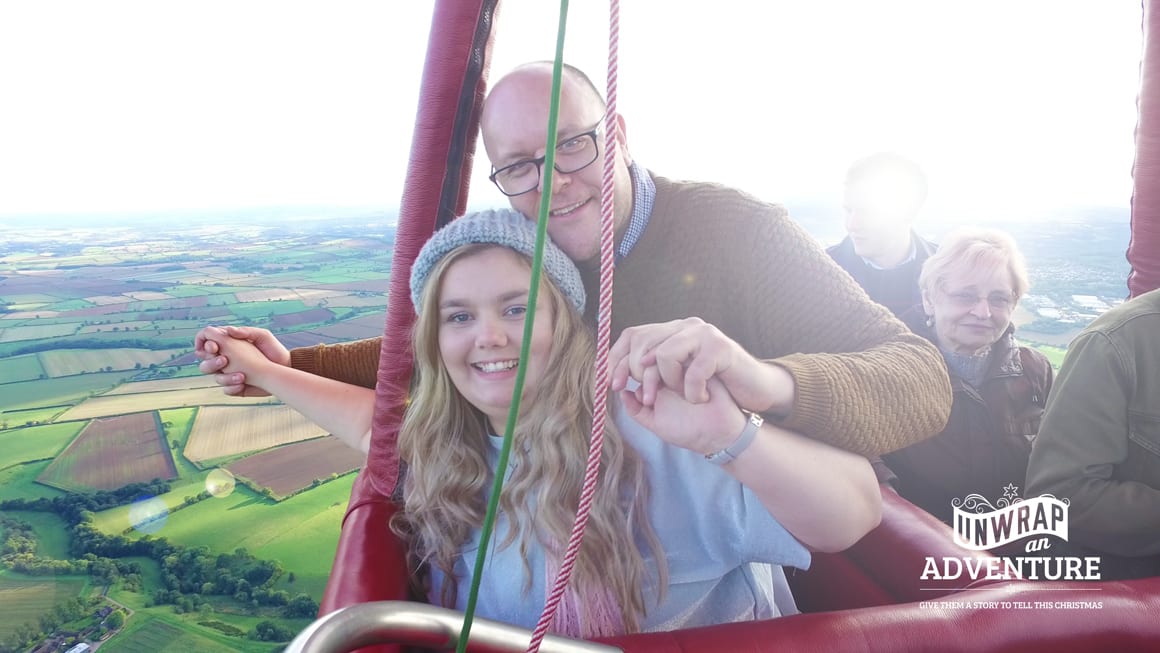 Abi enjoying her first ever hot air balloon flight Abi from Virgin Balloon Flights enjoying her first ever hot air balloon flight