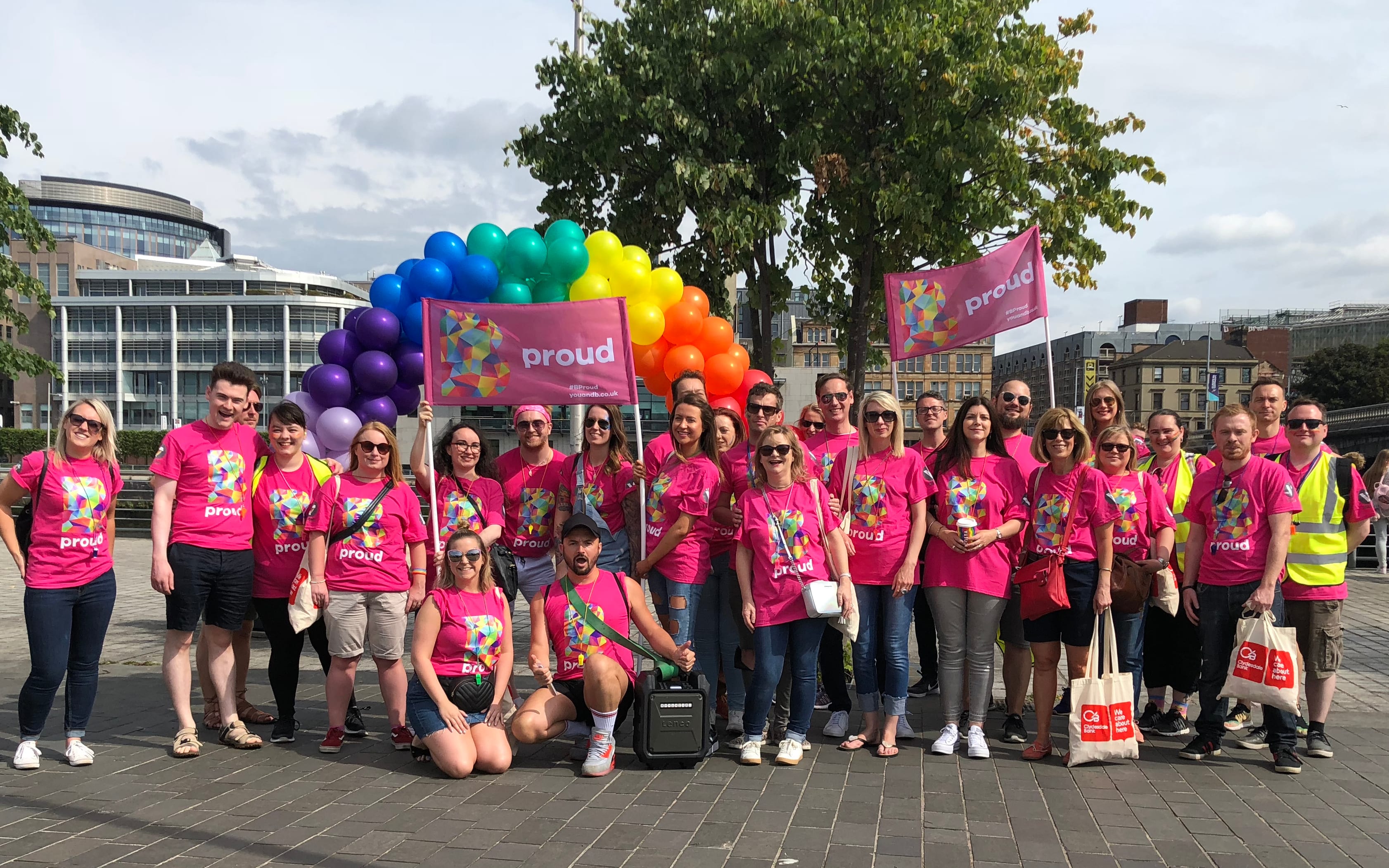 Andrew Crumpton with a group from Clydesdale Bank at Pride in Glasgow Andrew Crumpton with a group from Clydesdale Bank at Pride in Glasgow