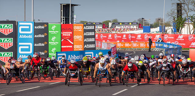 Wheelchair athletes compete in the Virgin Money London Marathon Wheelchair athletes compete in the Virgin Money London Marathon