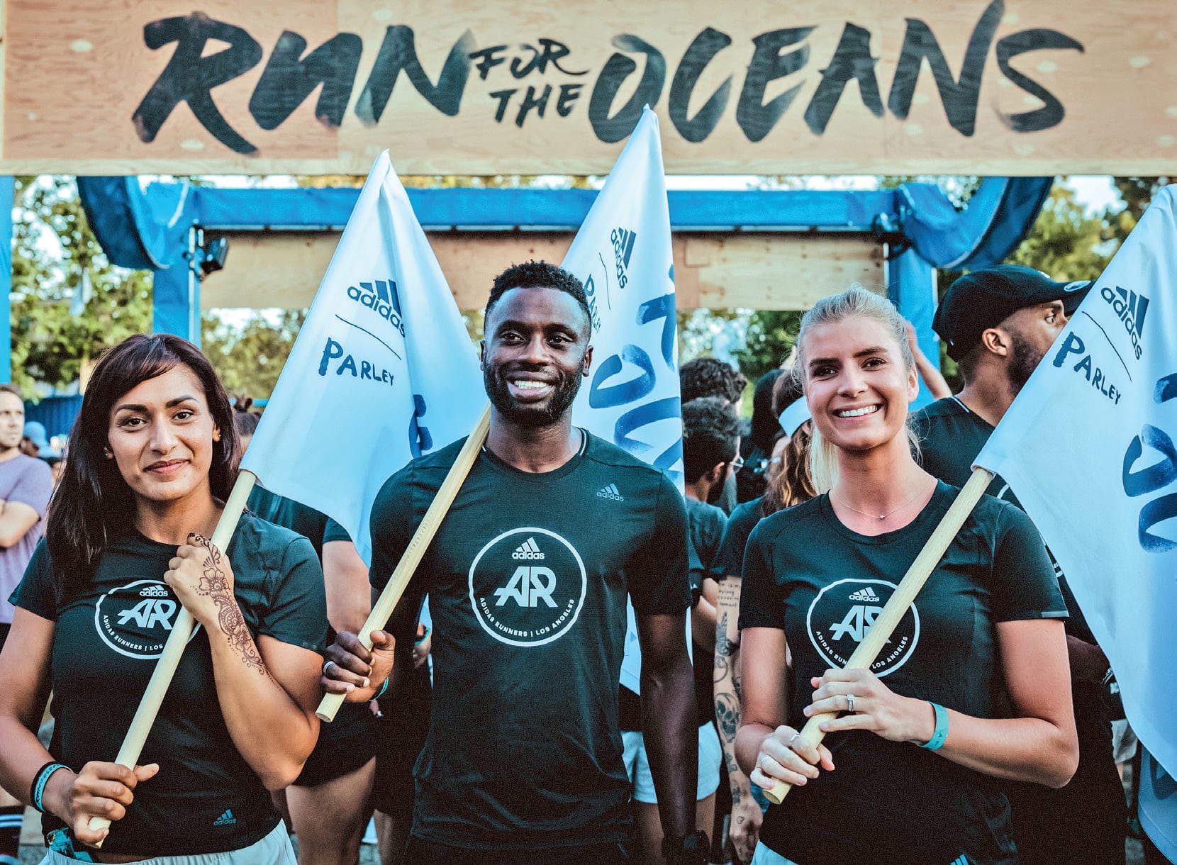 Ayo Dada and friends from Adidas Runners took part in the Run for the Oceans event in Los Angeles Ayo Dada and friends from Adidas Runners took part in the Run for the Oceans event in Los Angeles