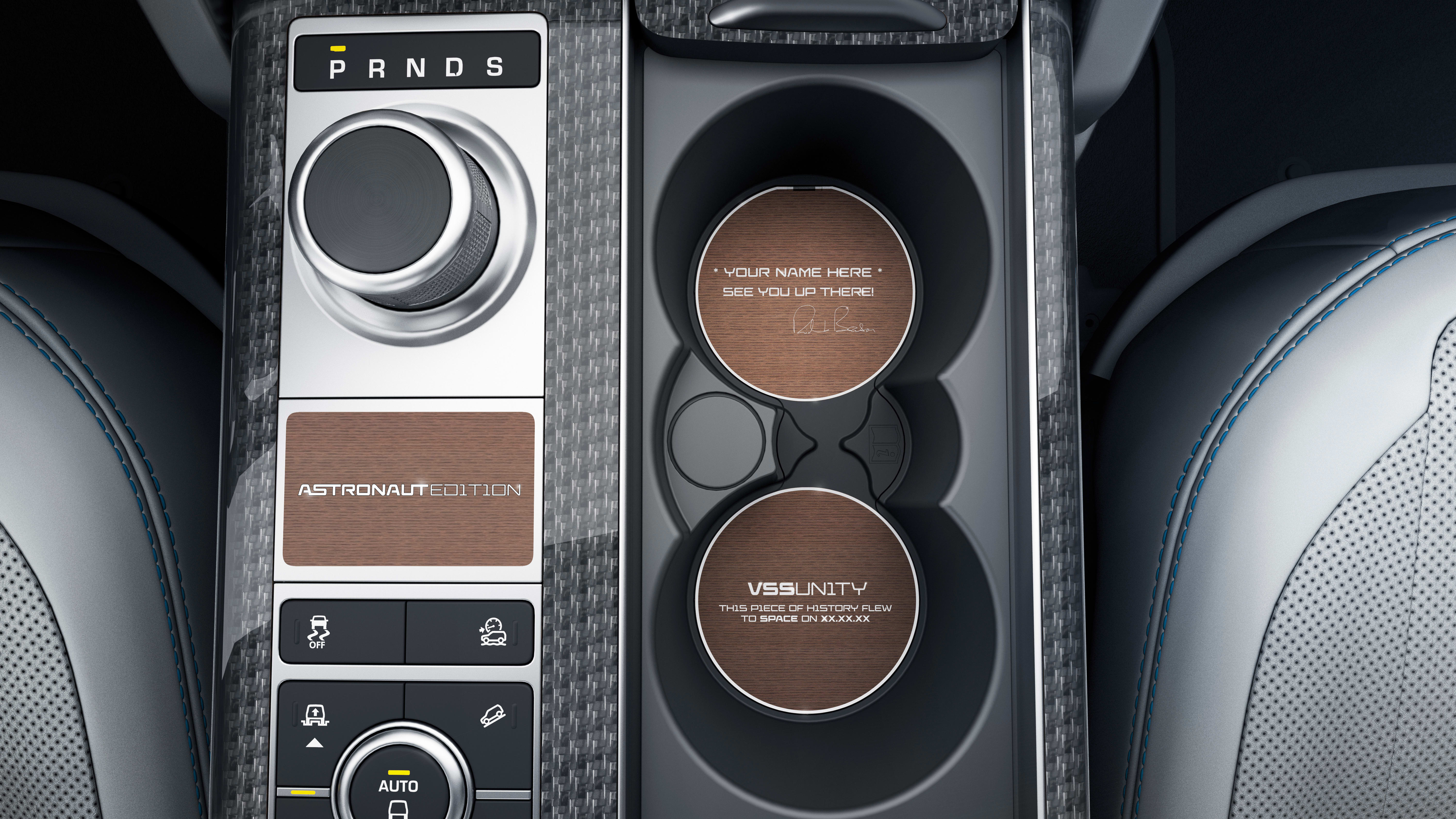 The Astronaut Edition Range Rover features cupholders made from the landing skid from SpaceShipTwo The Astronaut Edition Range Rover features cupholders made from the landing skid from SpaceShipTwo