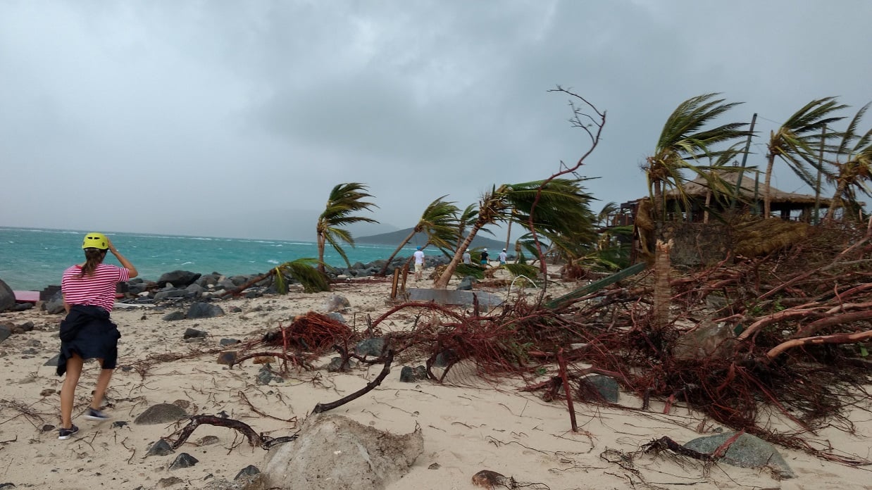 Destruction on the beach on Necker