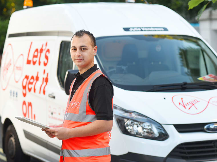 Virgin Media technician in the field Virgin Media technician in the field