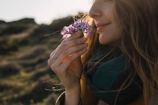 Smelling flowers Smelling flowers