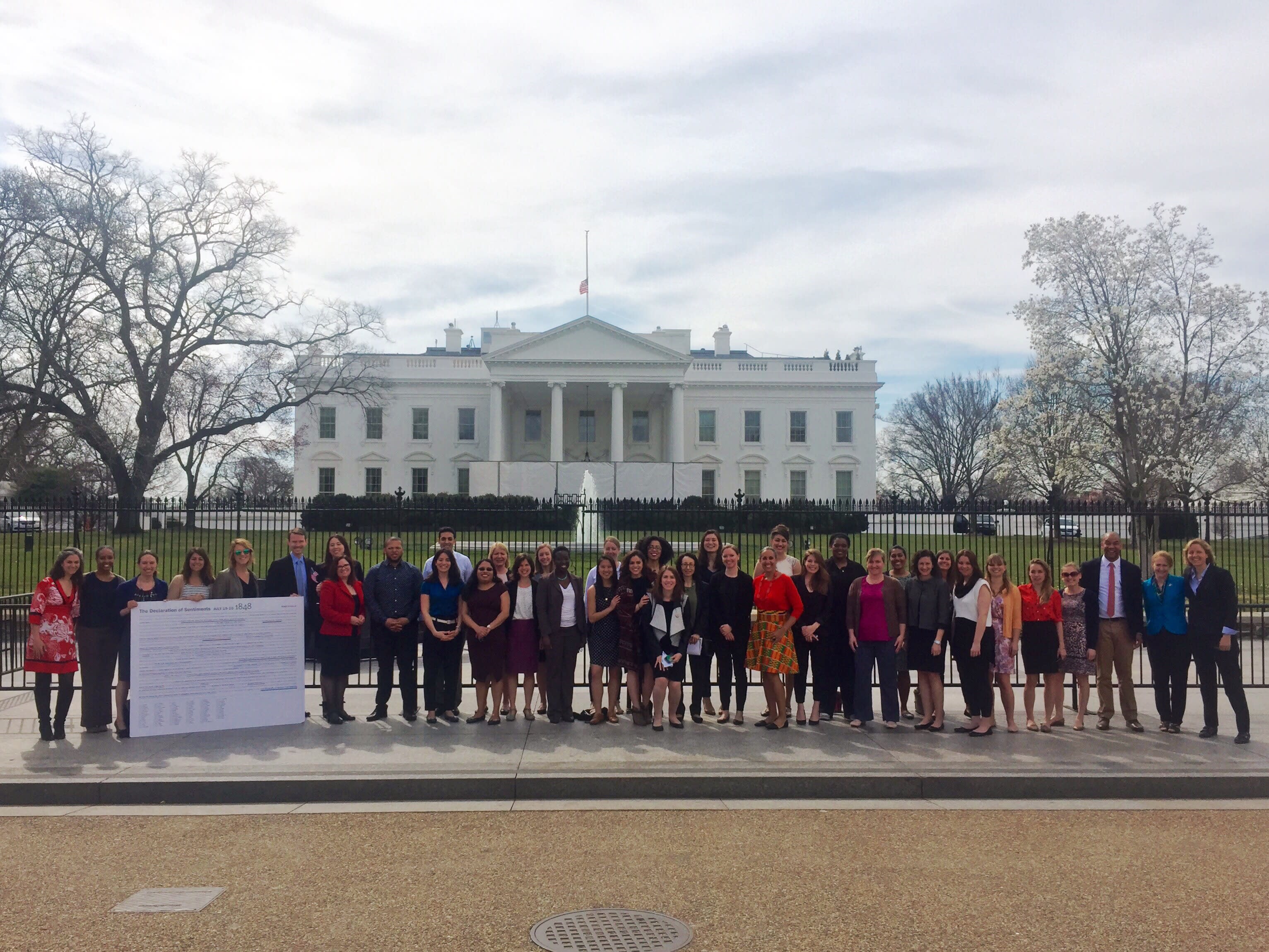 The White House Staff line up outside The White House
