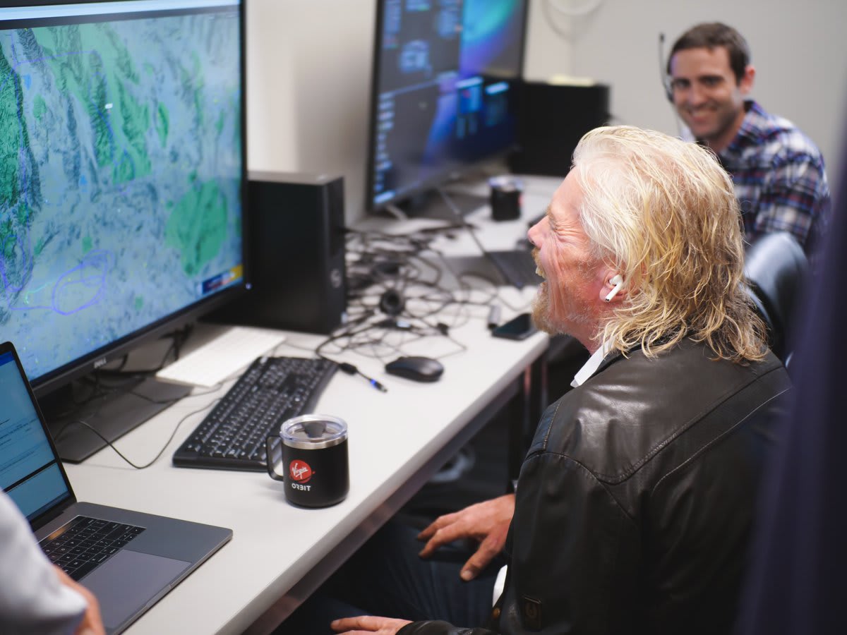 Richard Branson visiting Virgin Orbit Richard Branson in the control room at Virgin Orbit