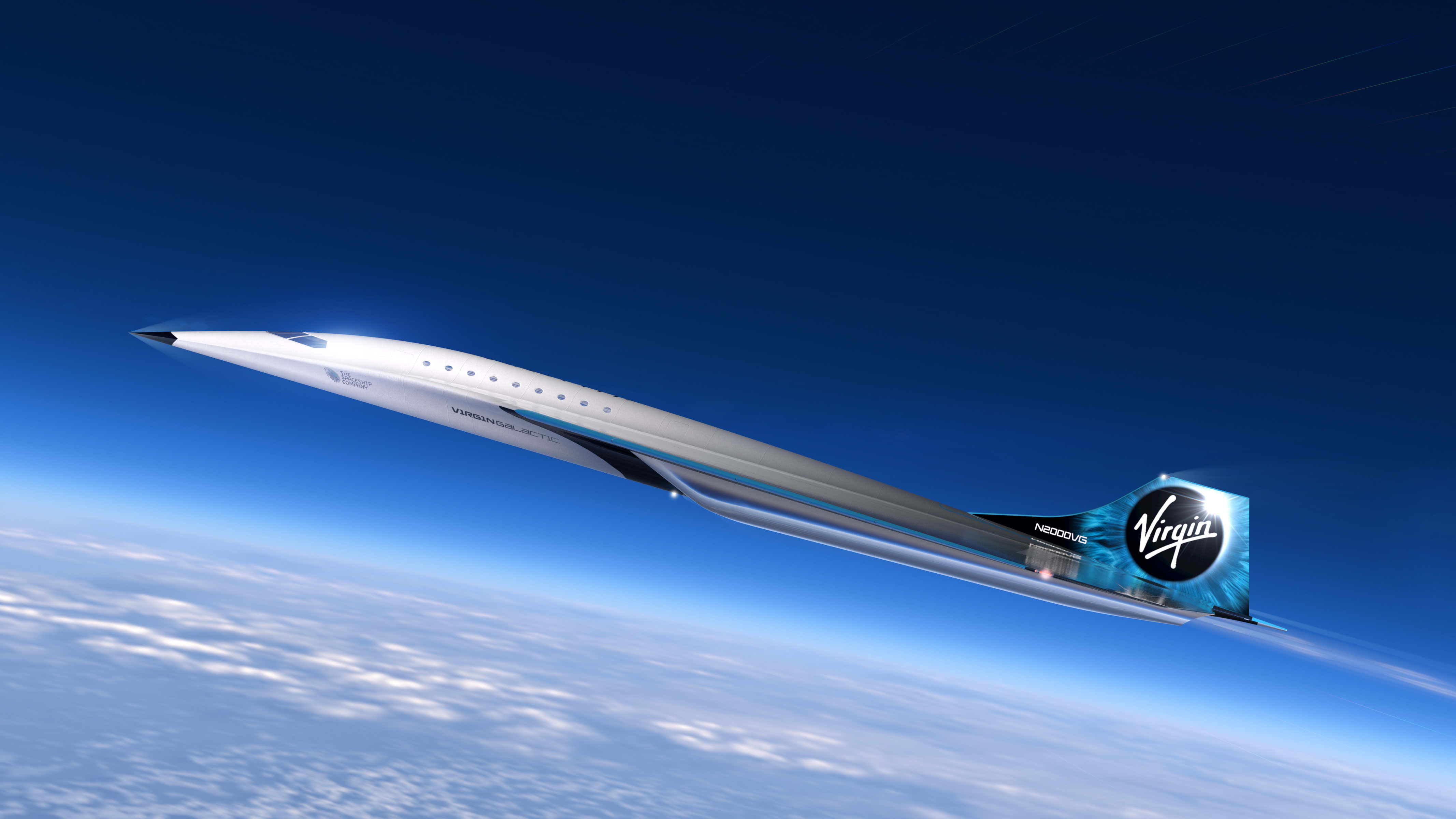 Rendu de véhicule à grande vitesse Virgin Galactic Rendu de véhicule à grande vitesse Virgin Galactic