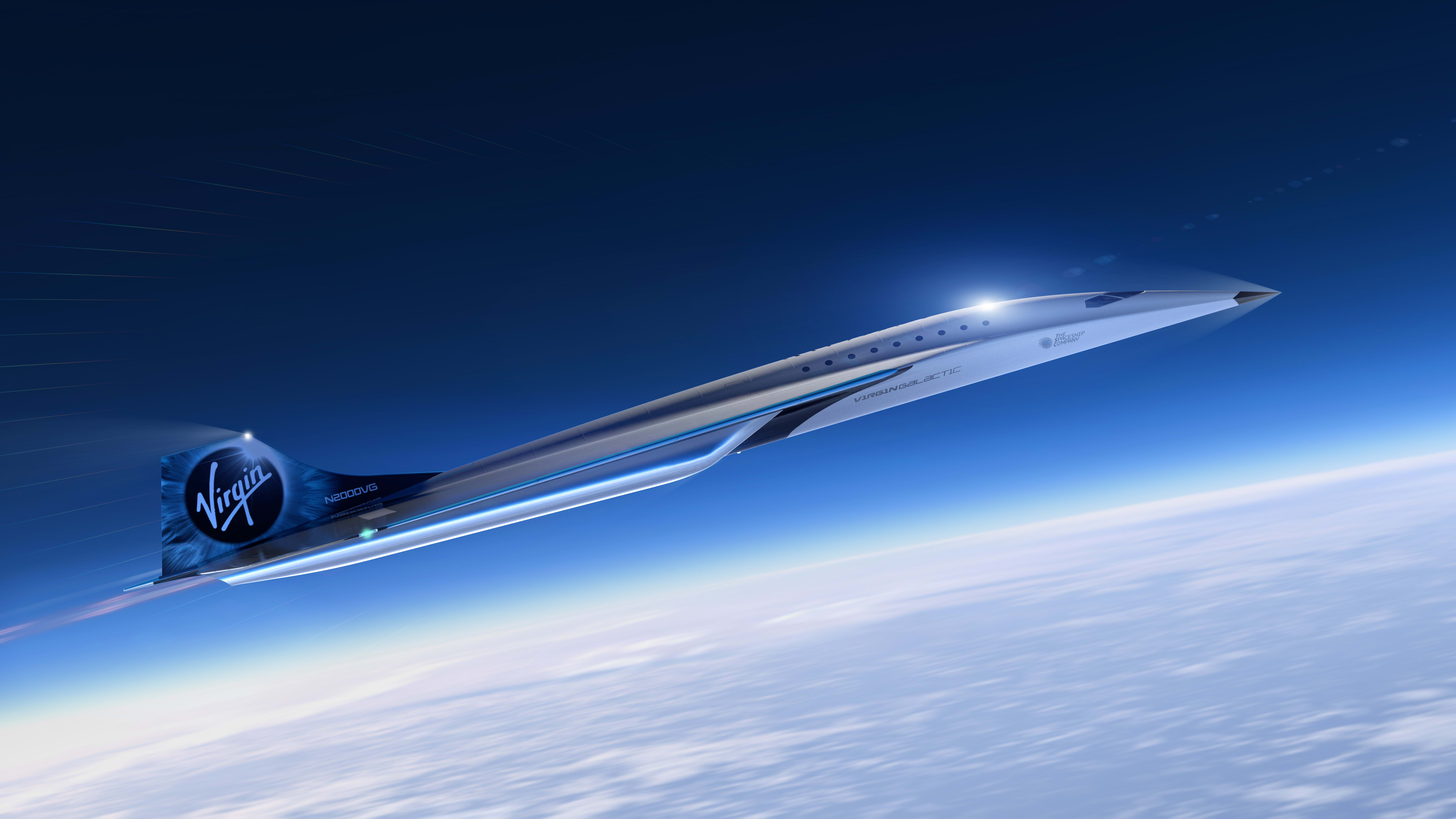 Rendu de véhicule à grande vitesse Virgin Galactic Rendu de véhicule à grande vitesse Virgin Galactic