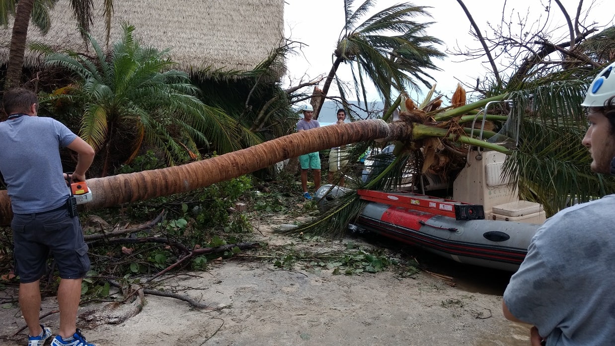 Boats washed ashore on Necker