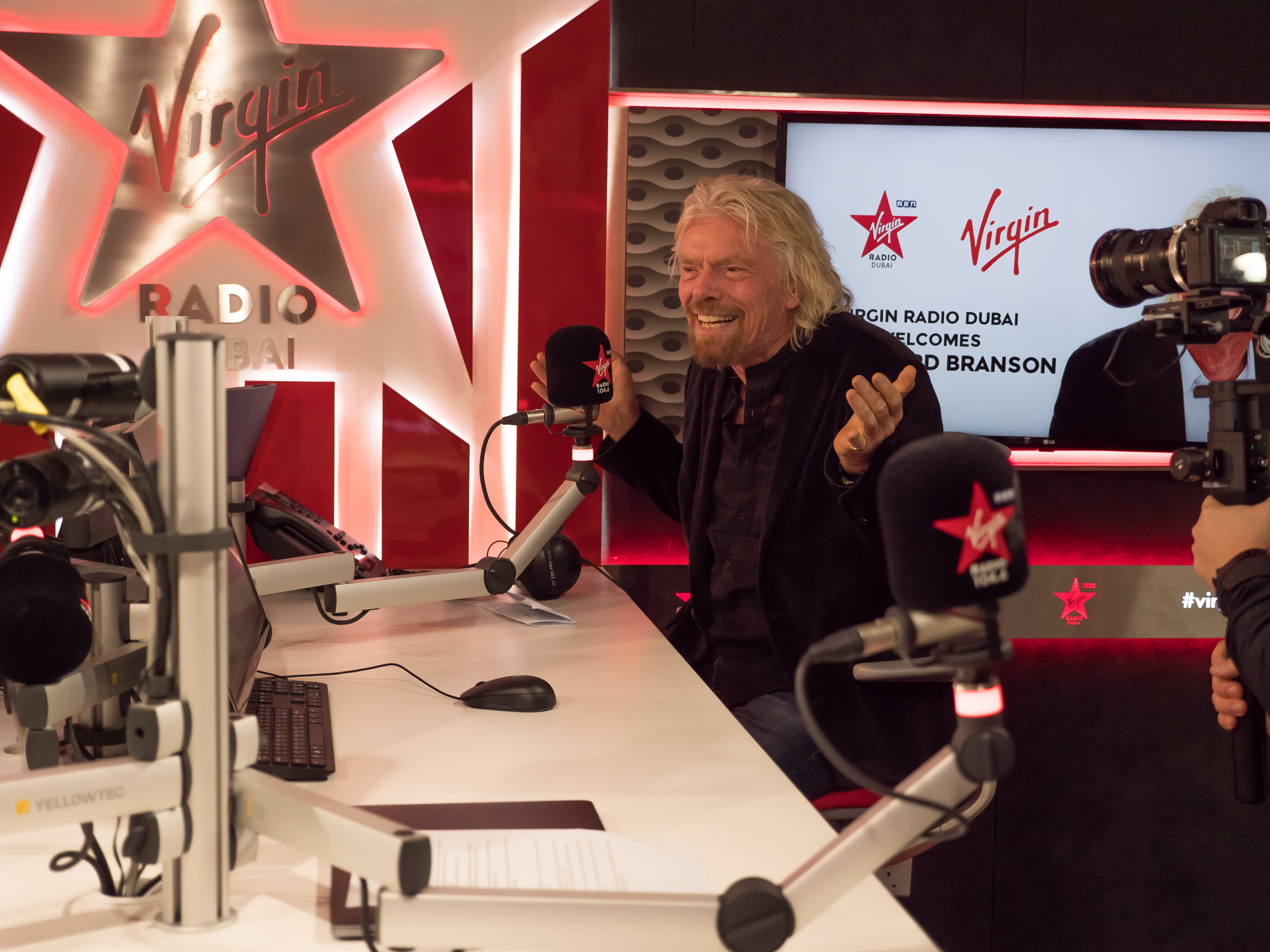 Richard Branson on air with Virgin Radio Dubai Richard Branson on air with Virgin Radio Dubai