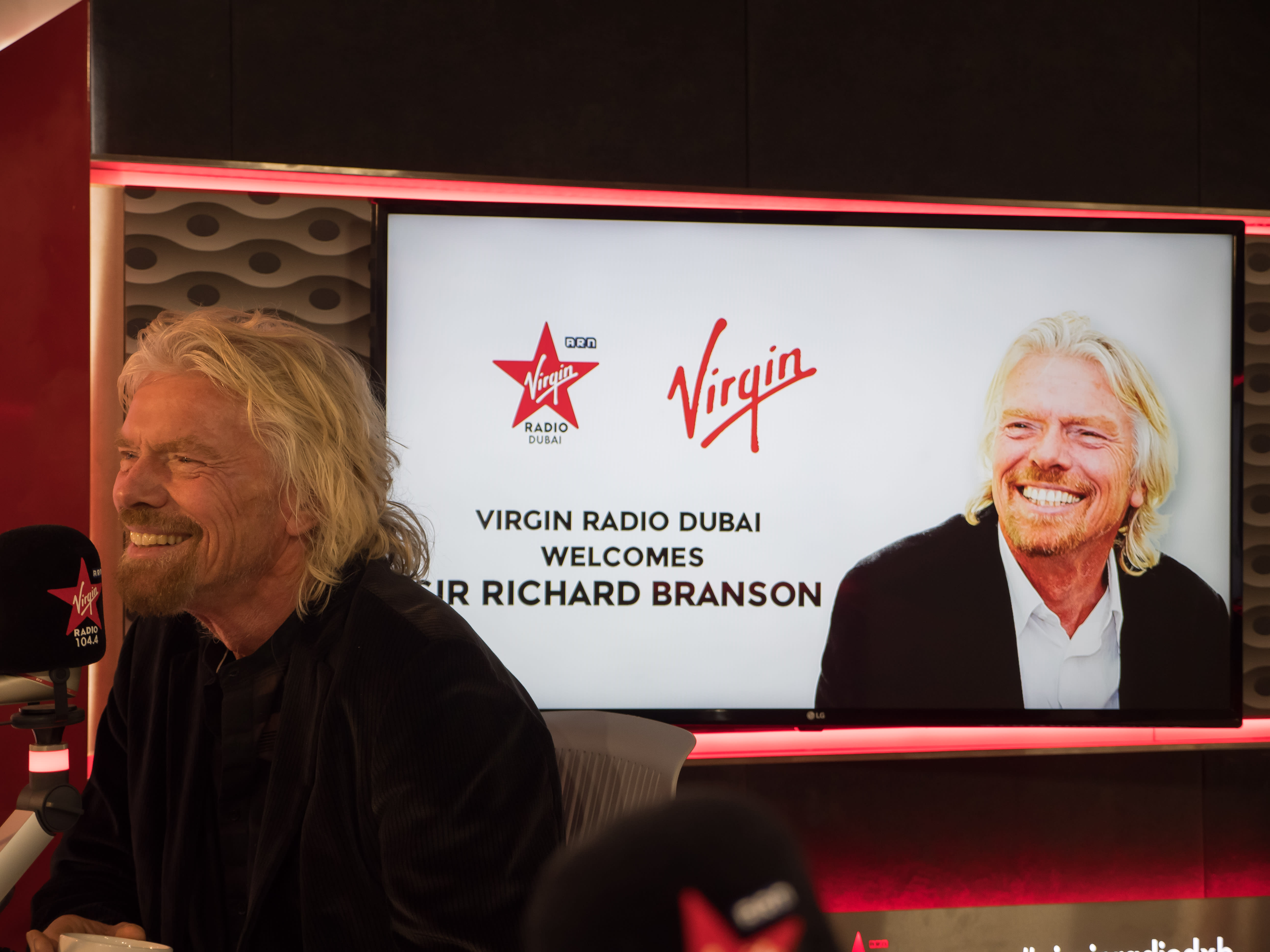 Richard Branson on air with Virgin Radio Dubai Richard Branson on air with Virgin Radio Dubai
