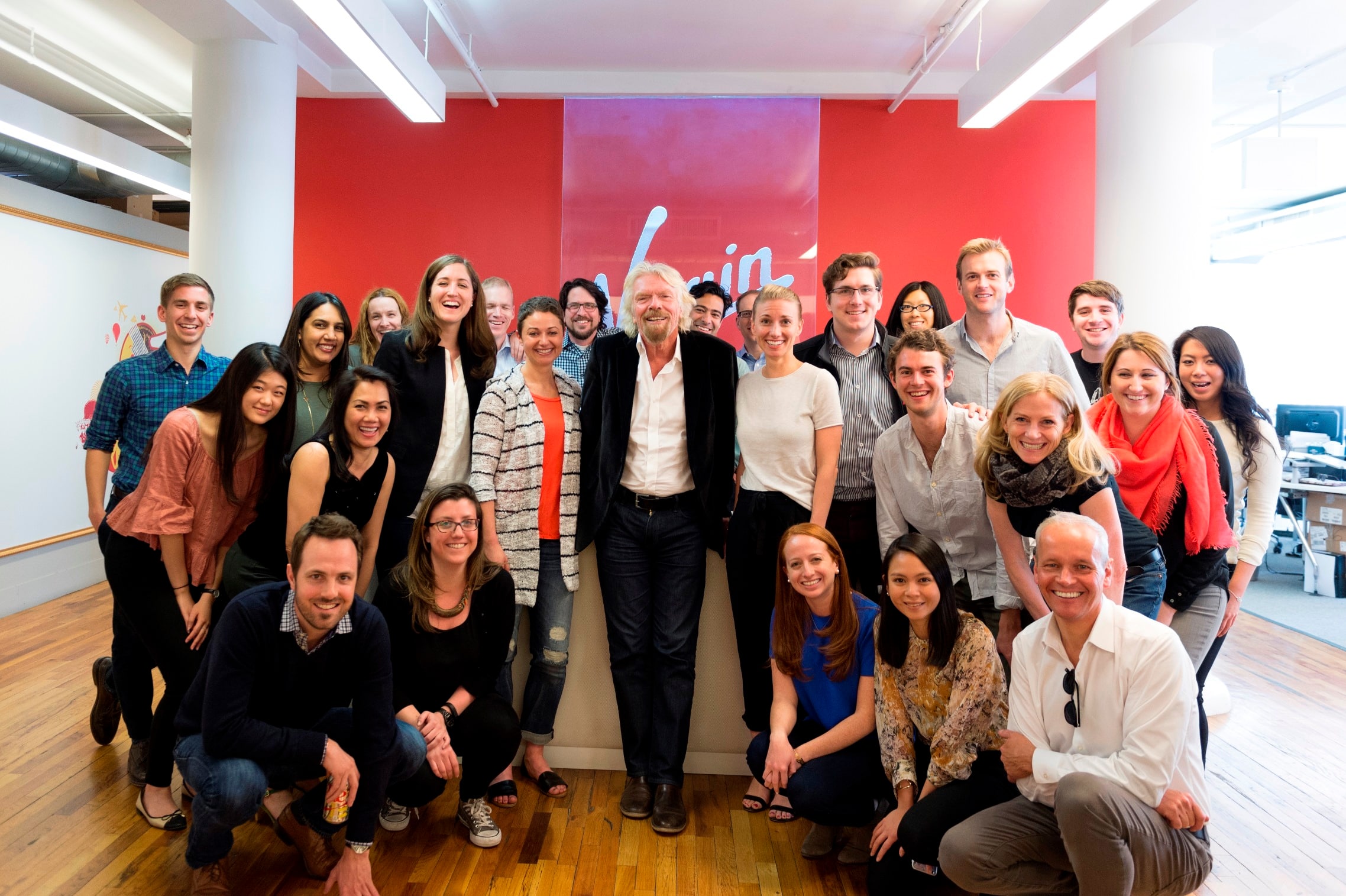 Richard Branson and the New York Virgin team Richard Branson and the New York Virgin team